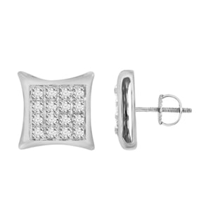 YUVA EARRINGS 1/10 CT ROUND DIAMOND 10K SILVER