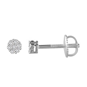 LADIES EARRINGS 1/10 CT ROUND DIAMOND 10K WHITE GOLD