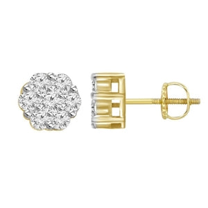 LADIES EARRINGS 1/6 CT ROUND DIAMOND 10K YELLOW GOLD