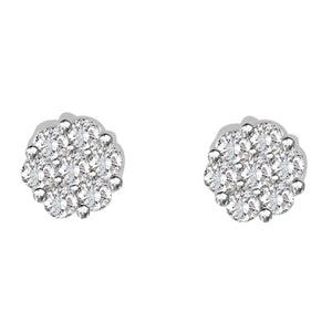 LADIES EARRINGS 1/2 CT ROUND DIAMOND 14K WHITE GOLD