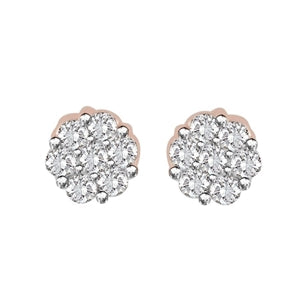 LADIES EARRINGS 3/4 CT ROUND DIAMOND 14K WHITE GOLD