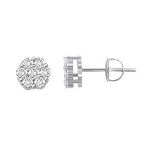 LADIES EARRING 1 1/2 CT ROUND DIAMOND 14K WHITE GOLD