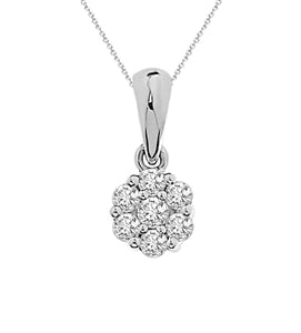 LADIES PENDANT 1/6 CT ROUND DIAMOND 10K WHITE GOLD