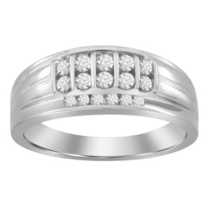 MEN'S RING  SET 1/2 CT ROUND DIAMOND 10K WHITE GOLD