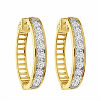 Thumbnail for LADIES HOOPS 2 CT ROUND DIAMOND 10K YELLOW GOLD
