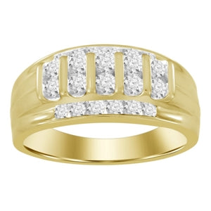 MEN'S RING  SET 1 CT ROUND DIAMOND 10K YELLOW GOLD