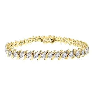 LADIES BRACELET 5 CT ROUND DIAMOND 14K YELLOW GOLD