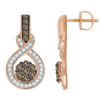 Thumbnail for LADIES EARRINGS 1/2 CT ROUND CHOC DIAMOND 10KT ROSE GOLD