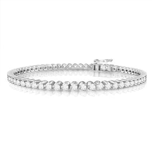 LADIES BRACELET 3 CT ROUND DIAMOND 10K WHITE GOLD