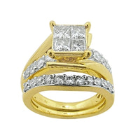 Thumbnail for LADIES BRIDAL RING SET 3 CT ROUND/PRINCESS DIAMOND 14K YELLOW GOLD