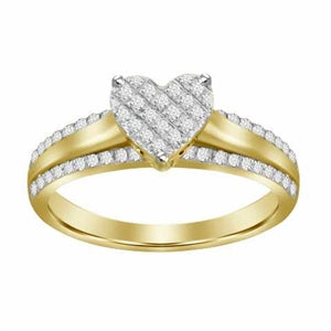 LADIES RING 1/5 CT ROUND DIAMOND 10K YELLOW GOLD
