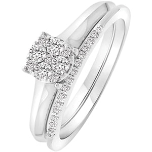 LADIES BRIDAL RING SET 1/3 CT ROUND DIAMOND 10K WHITE GOLD