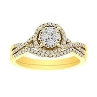 Thumbnail for LADIES BRIDAL RING SET 1/2 CT ROUND DIAMOND 10K YELLOW GOLD