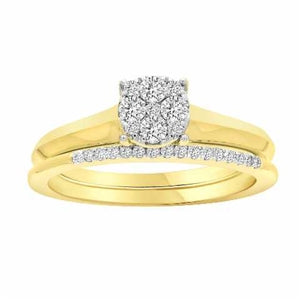 LADIES BRIDAL RING SET 1/3 CT ROUND DIAMOND 10K YELLOW GOLD