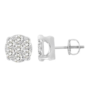 MEN'S EARRINGS 1/4 CT ROUND DIAMOND 10K WHITE GOLD