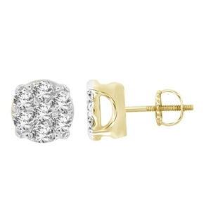 MEN'S EARRINGS 1/4 CT ROUND DIAMOND 10K YELLOW GOLD
