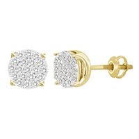 Thumbnail for MEN'S EARRINGS 1/2 CT ROUND DIAMOND 10K YELLOW GOLD