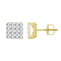 Thumbnail for MEN'S EARRINGS 1/2 CT ROUND DIAMOND 10K YELLOW GOLD