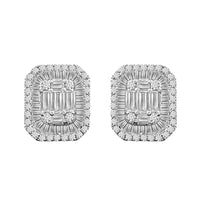 Thumbnail for LADIES EARRINGS 7/8 CT ROUND/BAGUETTE DIAMOND 14K WHITE GOLD