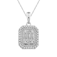 Thumbnail for LADIES PENDANT 1/2 CT ROUND/BAGUETTE DIAMOND 14K YELLOW GOLD (CHAIN NOT INCLUDED)