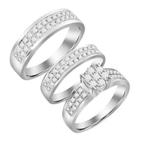 Thumbnail for LADIES TRIO SET 1 CT ROUND DIAMOND 10K WHITE GOLD