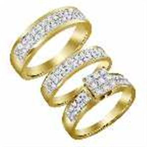 LADIES TRIO SET 1 CT ROUND DIAMOND 10K ROSE  GOLD