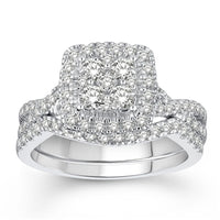 Thumbnail for LADIES BRIDAL RING SET 1 CT ROUND DIAMOND 14K WHITE GOLD