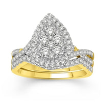 Thumbnail for LADIES BRIDAL RING SET 1 CT ROUND DIAMOND 14K YELLOW GOLD