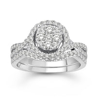 Thumbnail for LADIES BRIDAL RING SET 1 CT ROUND DIAMOND 14K WHITE GOLD