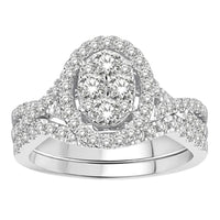 Thumbnail for LADIES BRIDAL RING SET 1 CT ROUND DIAMOND 14K WHITE GOLD