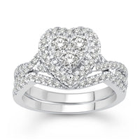 Thumbnail for LADIES BRIDAL RING SET 1 CT ROUND DIAMOND 14K WHITE GOLD