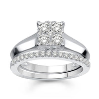 Thumbnail for LADIES BRIDAL RING SET 3/4 CT ROUND DIAMOND 14K WHITE GOLD