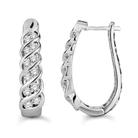 Thumbnail for LADIES HOOPS 1CT ROUND DIAMOND 10K WHITE GOLD
