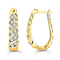 Thumbnail for LADIES HOOPS 1CT ROUND DIAMOND 10K YELLOW GOLD