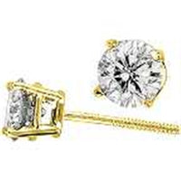 Thumbnail for LADIES SOLITAIRE STUD EARRING 1/6 CT ROUND DIAMOND 14K YELLOW GOLD (EXCELLENT QUALITY)
