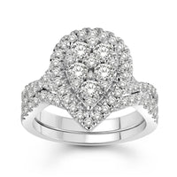 Thumbnail for LADIES BRIDAL RING SET 1 1/2 CT ROUND DIAMOND 14K WHITE GOLD