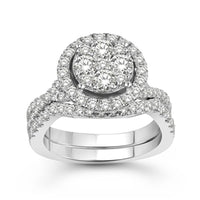 Thumbnail for LADIES BRIDAL RING SET 1 1/2 CT ROUND DIAMOND 14K WHITE GOLD