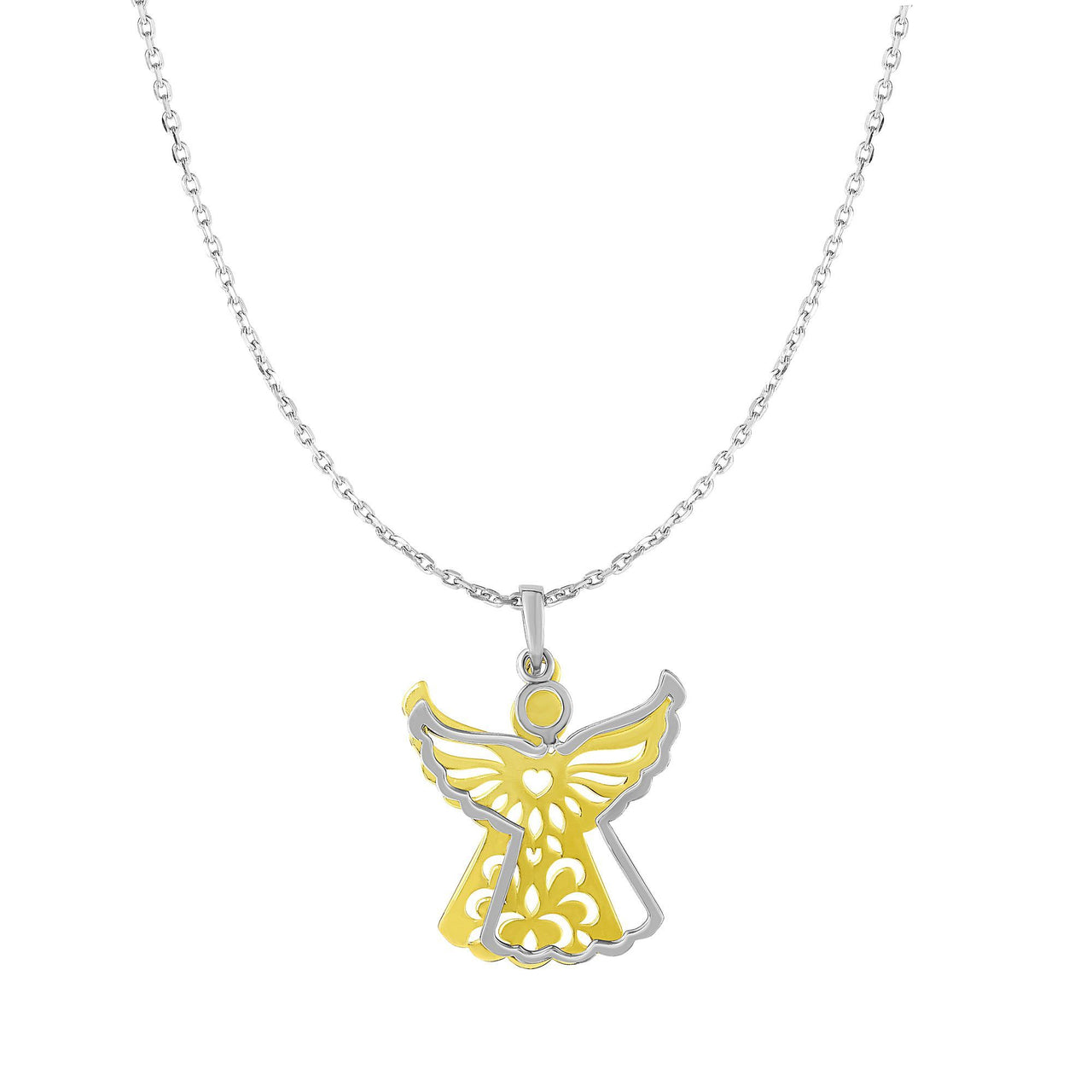 Silver 18 inches with Yellow+Rhodium Finish Chain:1mm+Pendant:20x30mm ...