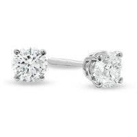Thumbnail for LADIES SOLITAIRE STUD EARRING 1/3 CT ROUND DIAMOND 14K WHITE GOLD (EXCELLENT QUALITY)