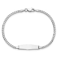 Thumbnail for 14k WG Soft Diamond Shape Flat Curb Link ID Bracelet
