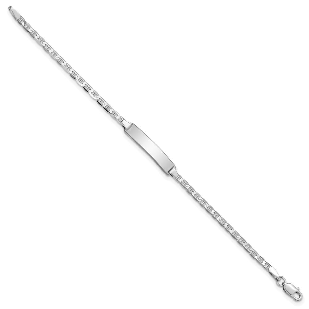 14k WG Soft Diamond Shape Anchor Link ID Bracelet