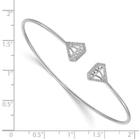 Thumbnail for 14k White Gold Diamond Gem-Motif Flexible Cuff Bangle
