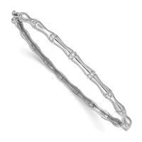 Thumbnail for 14k White Gold Bamboo Design Diamond Hinged Bangle