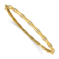 Thumbnail for 14k White Gold Bamboo Design Diamond Hinged Bangle