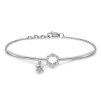 Thumbnail for 14k White Gold w/Star Dangle Diamond Bangle w/.5in ext Bracelet