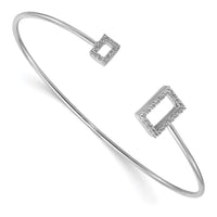 Thumbnail for 14k White Gold Diamond Squares Flexible Cuff Bangle