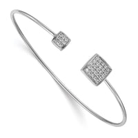 Thumbnail for 14k White Gold Diamond Squares Flexible Cuff Bangle