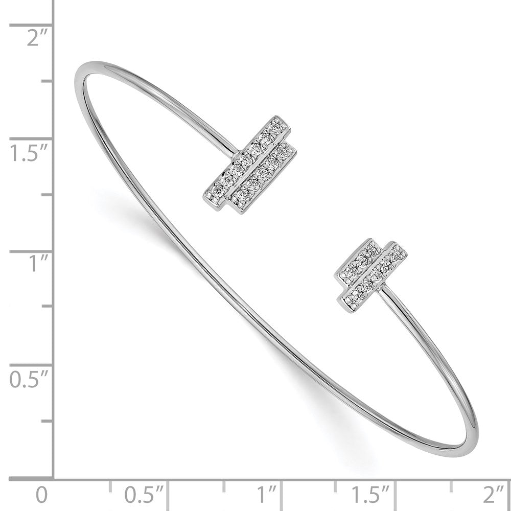 14k White Gold Diamond Flexible Cuff Bangle