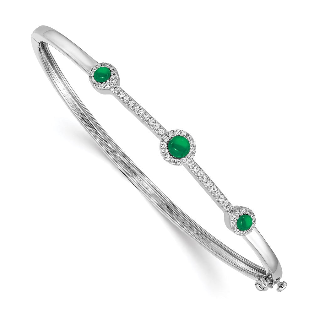 14k White Gold Diamond and Cabochon Bangle