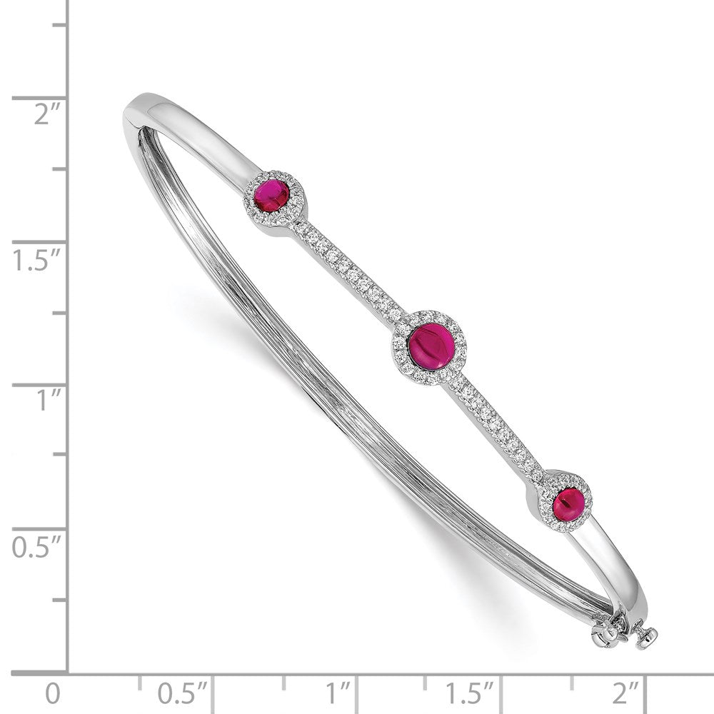 14k White Gold Diamond and Cabochon Bangle